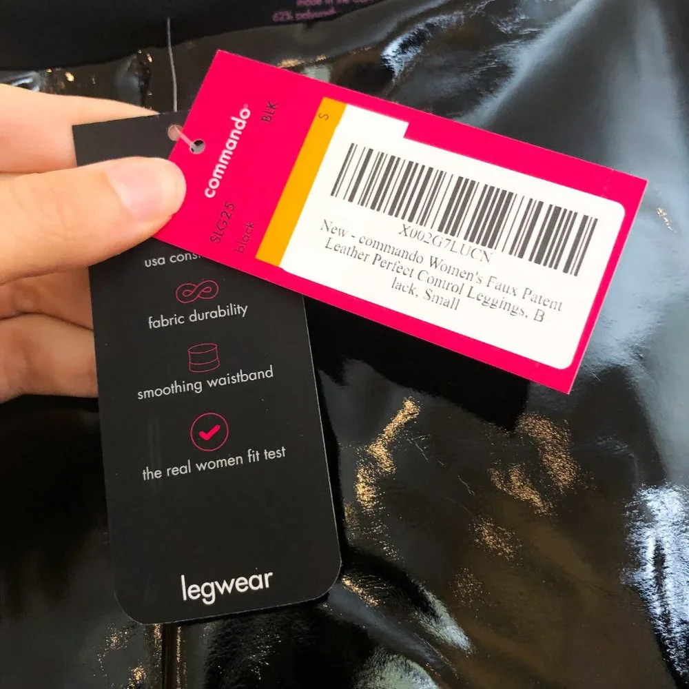 Commando Faux Leather Black Shine High Waist Classic Compression Leggings S NWT - Picture 6 of 9